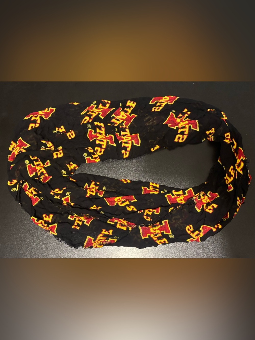Iowa State Cyclones Black & Gold Logo Infinity Scarf